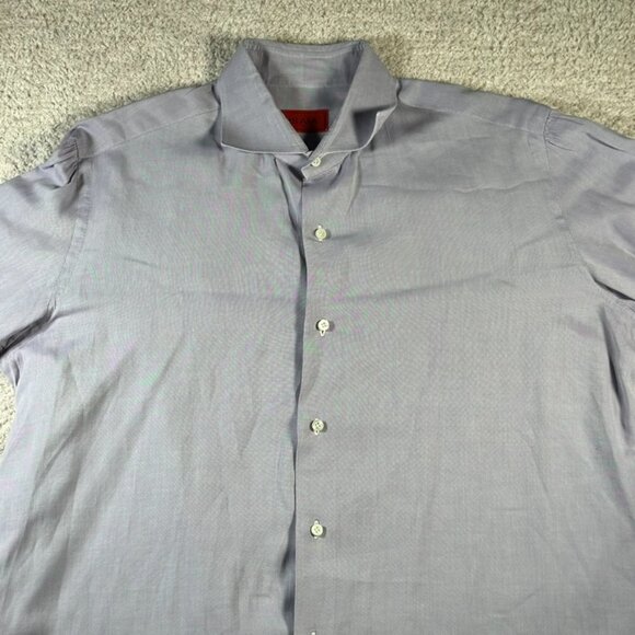 Isaia Napoli Mens Button Dress Shirt LS Light Purple Lavender Size 16 41 Large - Picture 3 of 13